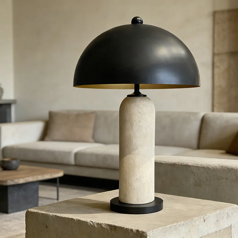 

Hotel bedside lamp simple style simple cave stone retro designer art coffee model room mushroom table lamp