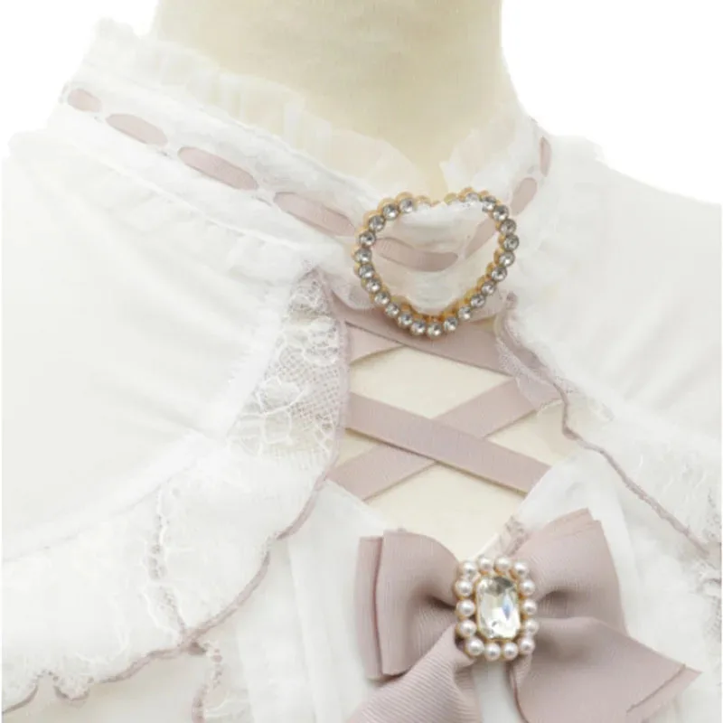 Koszula Y2K Gothic Lolita na lato - Japońska bluzka w stylu vintage punk z kokardą, koronką i falbankami, krótki rękaw, słodkie topy dla kobiet