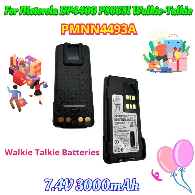 

7.4V 3000mAh Battery with USB-C for Motorola DP4400 P8668I Walkie-Talkie PMNN4493A