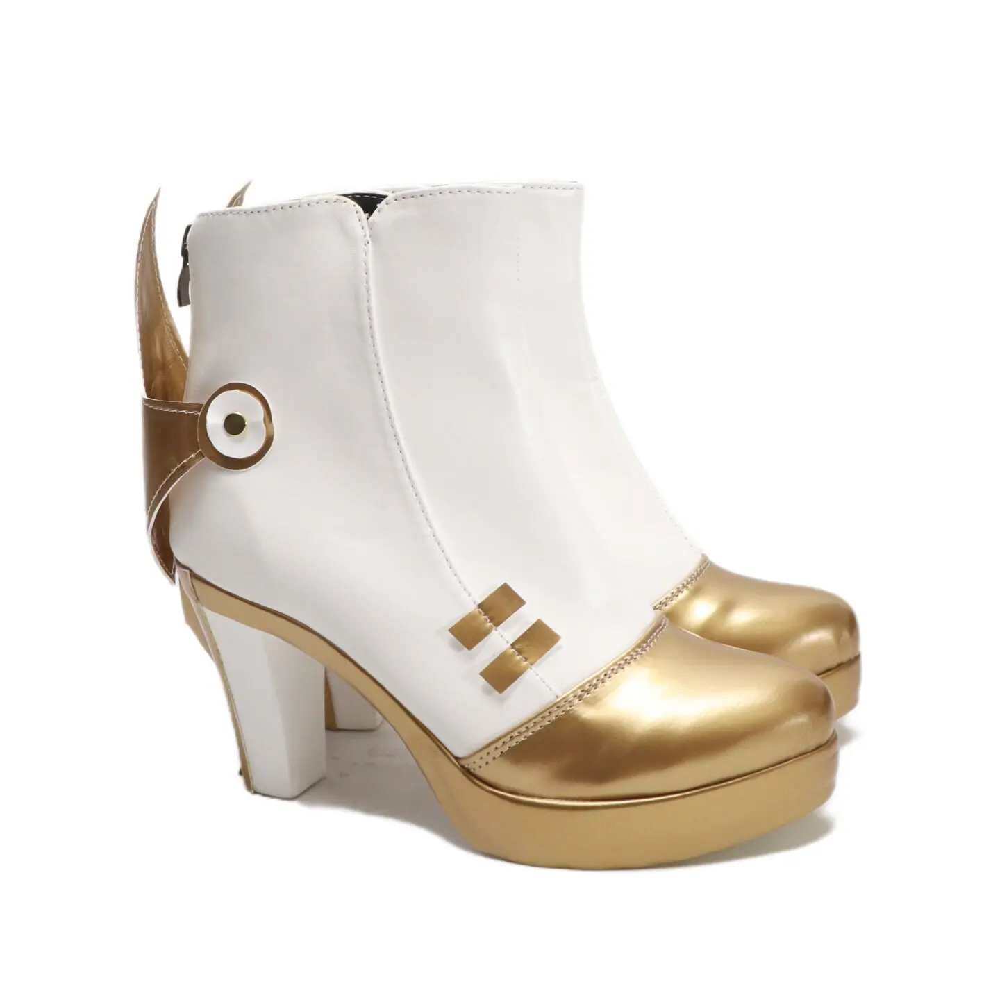Anime Genshin Impact Ineffa Cosplay Shoes White High Heels Short PU Leather Boots For Halloween Carnival