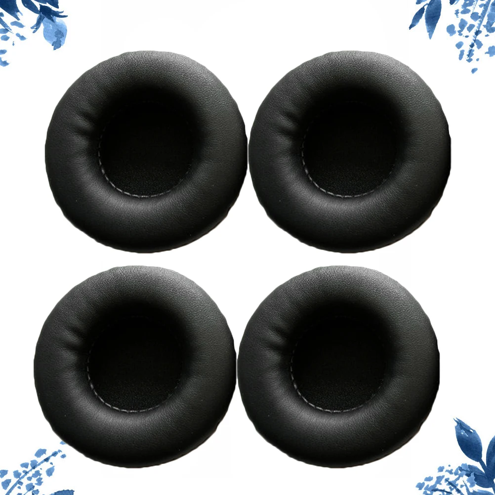 

4pcs Ear Cushions Replacement For Headphones Soft Artificial Earpads Comfortable Stereo Bass Enhanced 72Mm Black