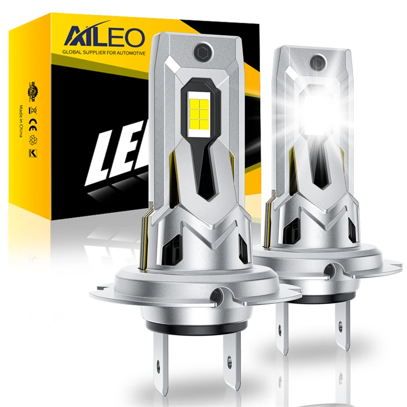 AILEO 2Pcs 120W High Power H7 Socket LED Car Headlight Turbo Bulb 6000K 30000LM CSP Chip Mini Led Light Plug & Play Nonpolarit