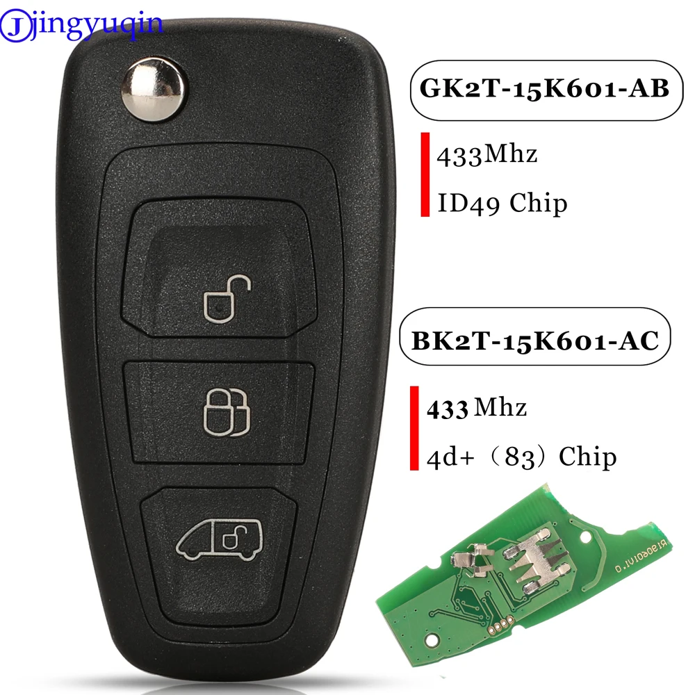 

Jingyuqin For Ford Tourneo /Transit Custom Foldable remote control car key GK2T-15K601-AB/BK2T-15K601-AC 433 MHz ID49/4D83 Chip