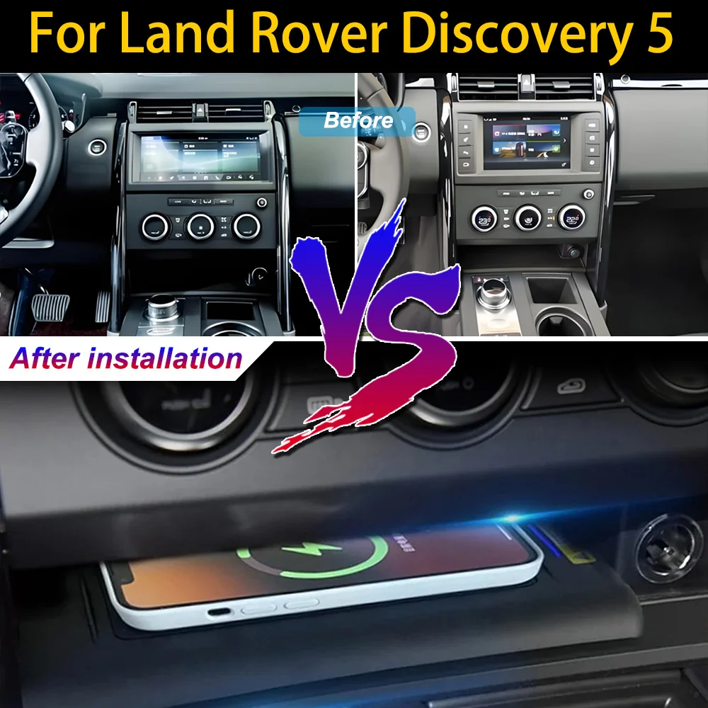 Carregador sem fio para celular, com suporte para console central e carregamento rápido de 18W, para Land Rover Range Rover Discovery 5 2017-2021.