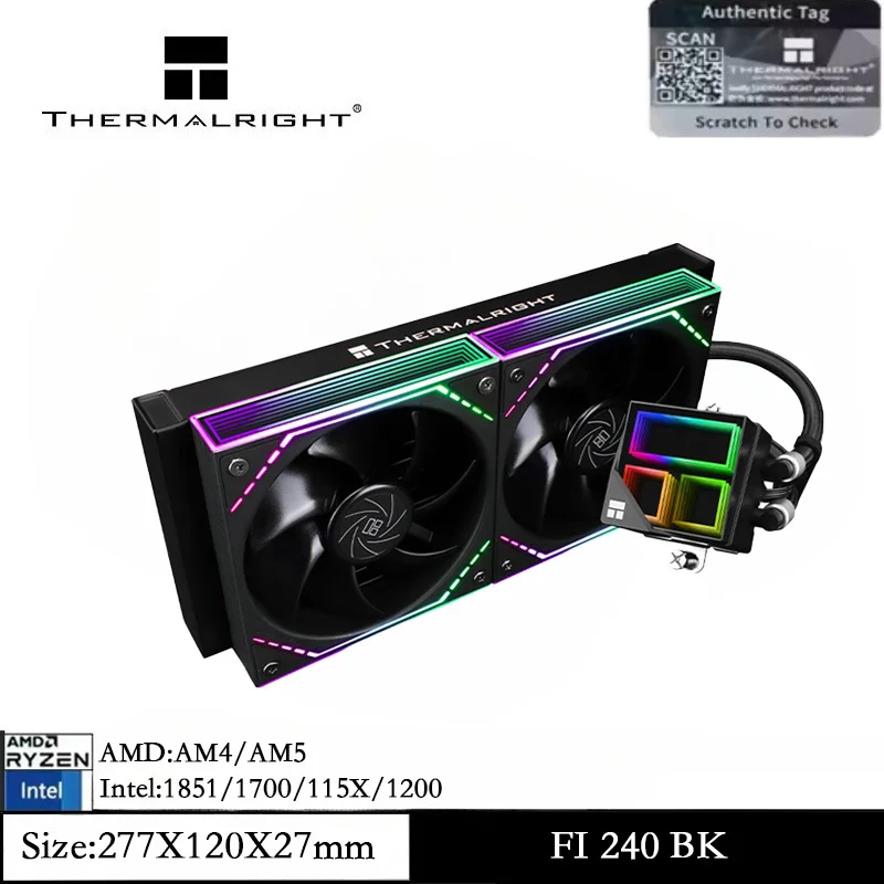 

Thermalright Frozen Infinity 240 BLACK CPU Water Cooler TL-M12*2 PWM Fans CPU Cooler for AMD AM4 AM5 Intel LGA115X/1700/1851