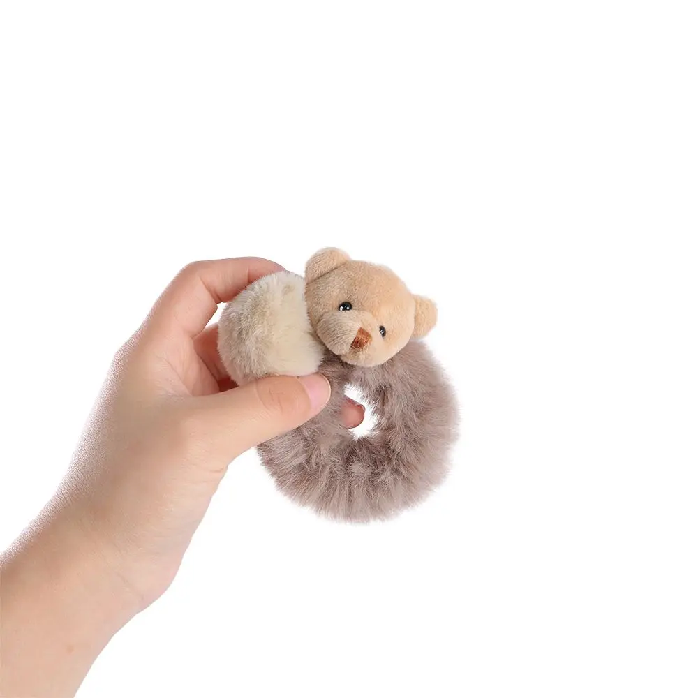 Модные резинки для волос для девочек, эластичные милые плюшевые резинки с медведем, держатель для хвоста, веревка для волос, аксессуары для волос