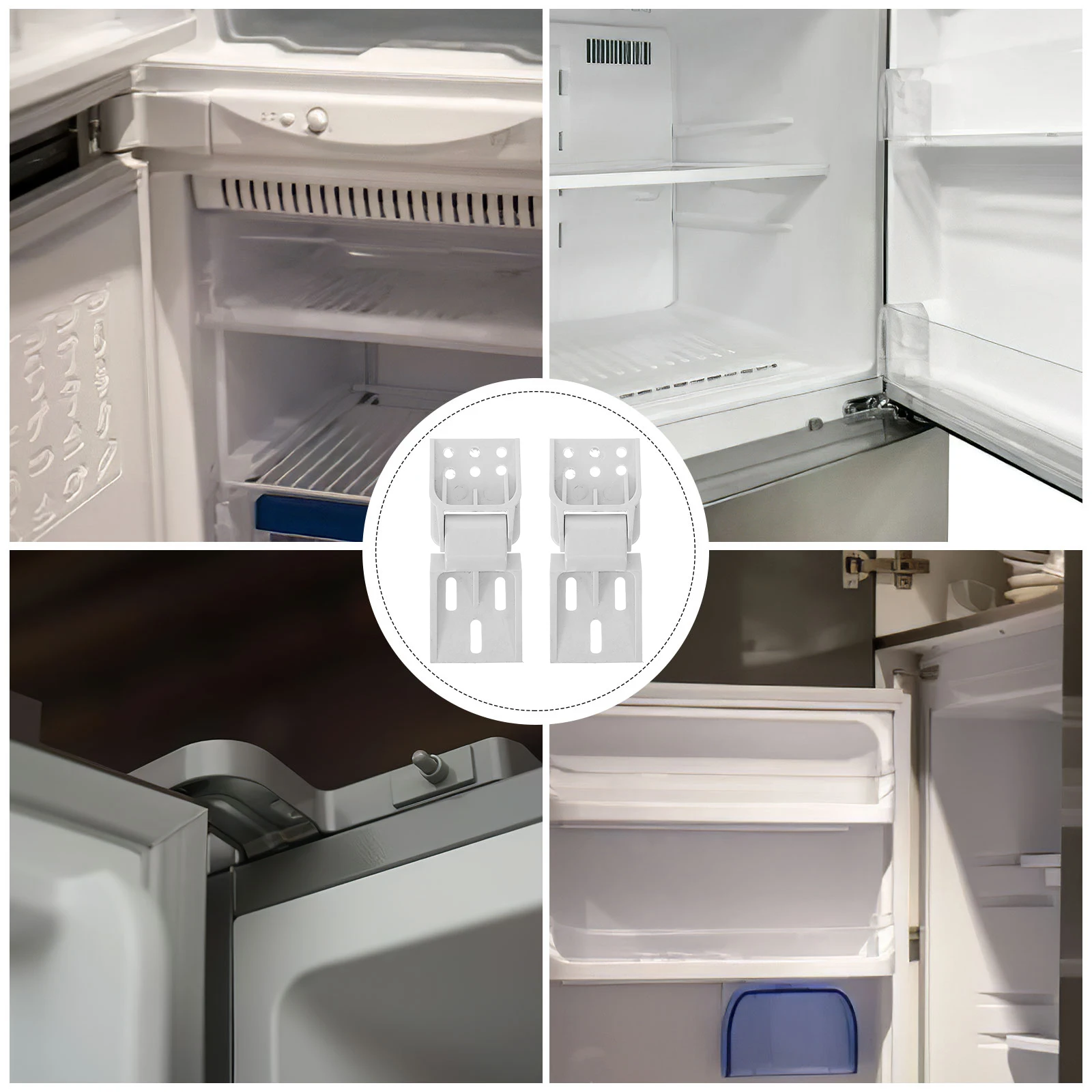 2 Pcs 95°-110° Foldable Plastic Hinges for Small Refrigerator Door Replacement Adjustable Kitchen Freezer Parts