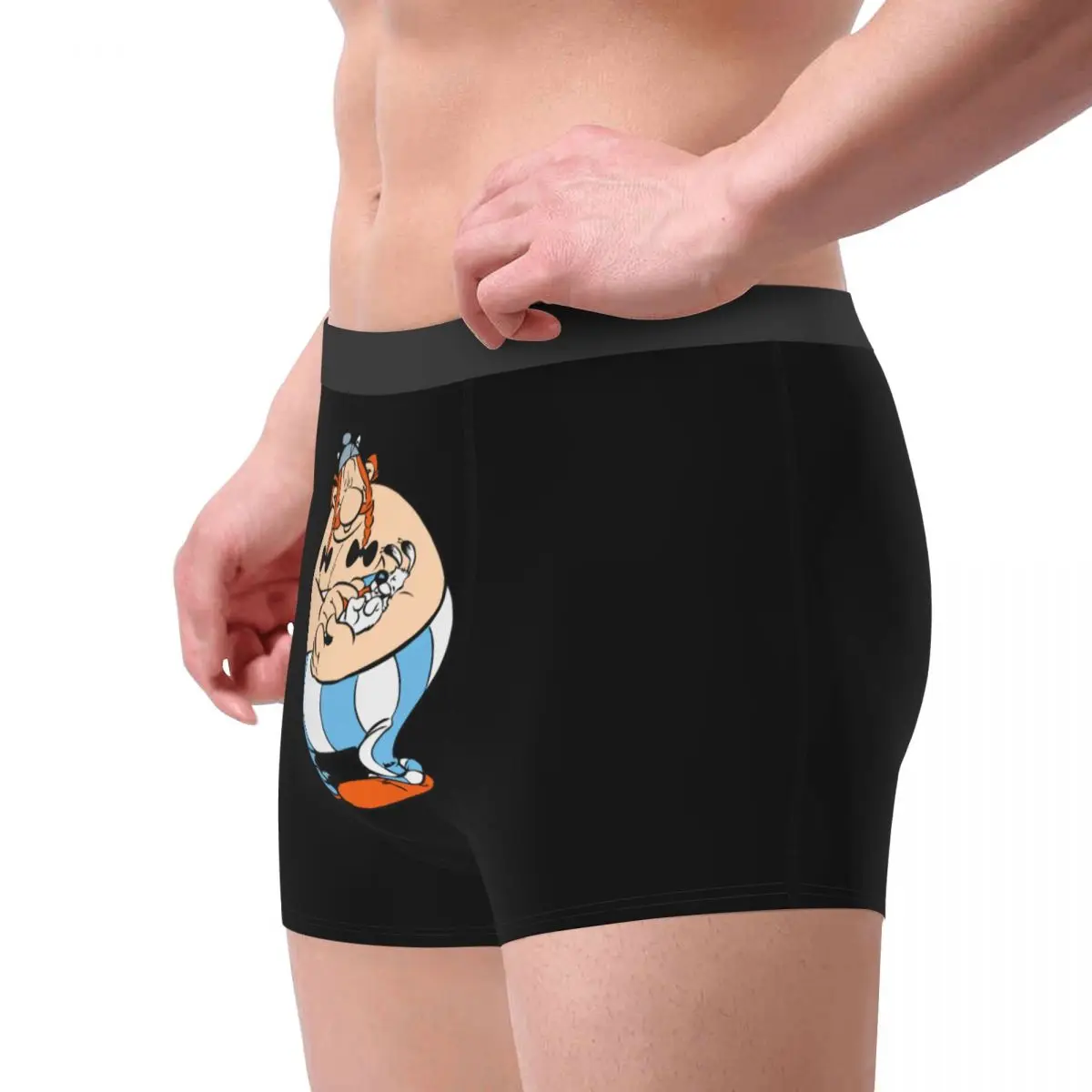 Men Obelix And Dogmatix Asterix Underwear Anime Cartoon Sexy Boxer Shorts Panties Homme Breathable Underpants S-XXL