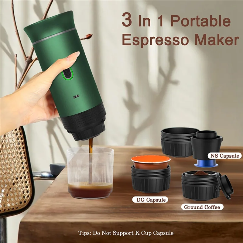 A84G-Compatible With Ground Coffee Mini Espresso Machine Suitable For Camping, Hiking