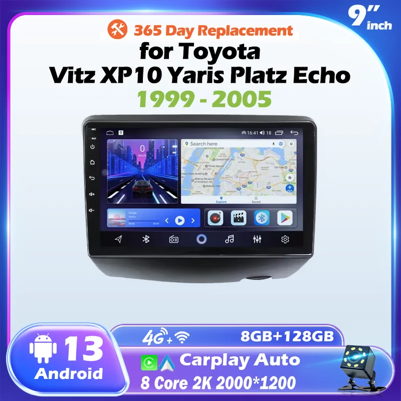 

Android Car Radio Multimedia Player for Toyota Vitz XP10 Yaris Platz Echo 1999 - 2005 Carplay Auto Smart Systems Car Electronic