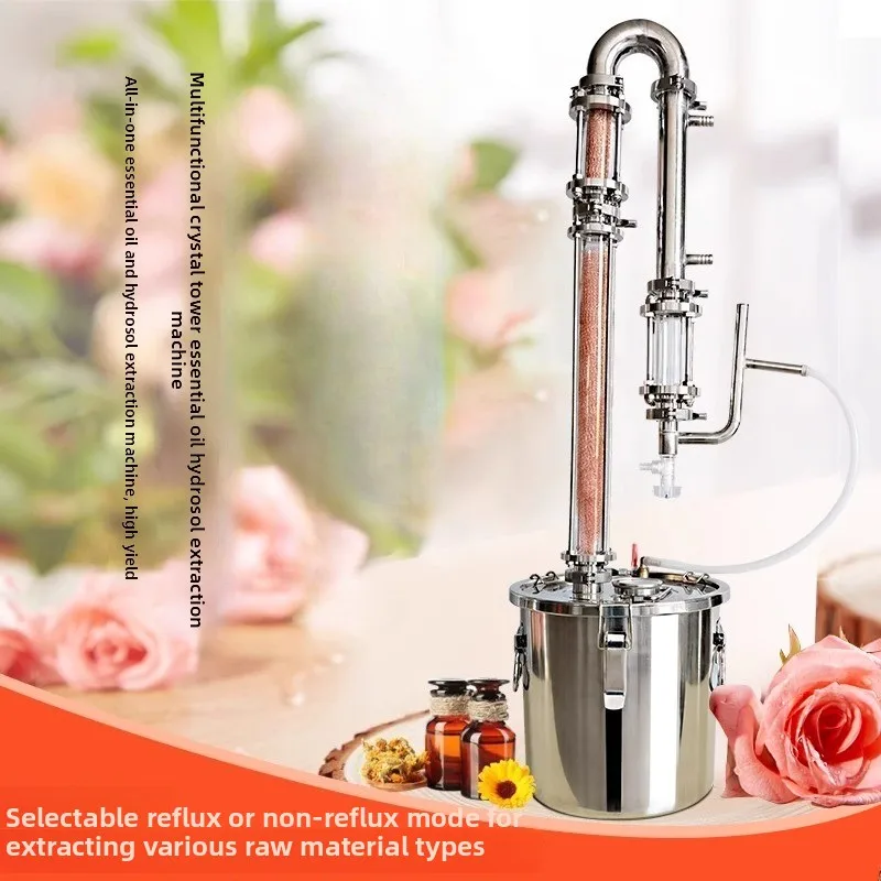 آلة المياه المقطرة المنزلية الصغيرة لا تزال تكرير الزيت العطري معدات التقطير Baijiu آلة هيدروسول الوردية الفولاذ المقاوم للصدأ