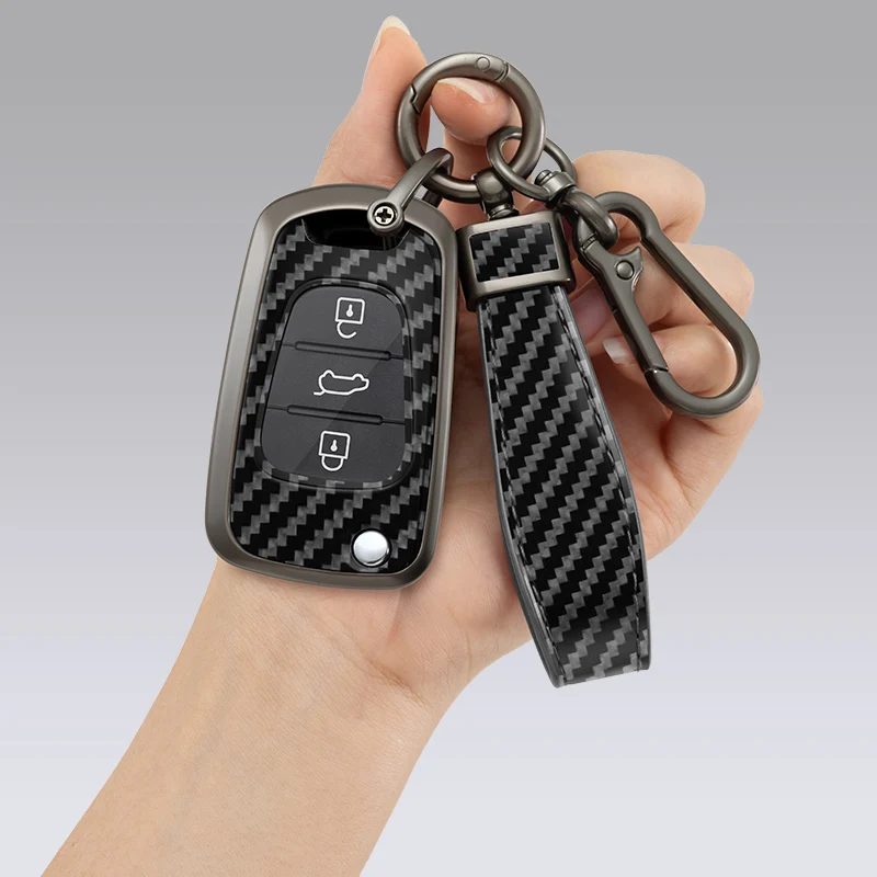 

Zinc Alloy Leather Car Key Case Cover For Hyundai I20 I30 IX35 I35 Accent Kia Picanto Sportage K5 3 Buttons Flip Folding Remote