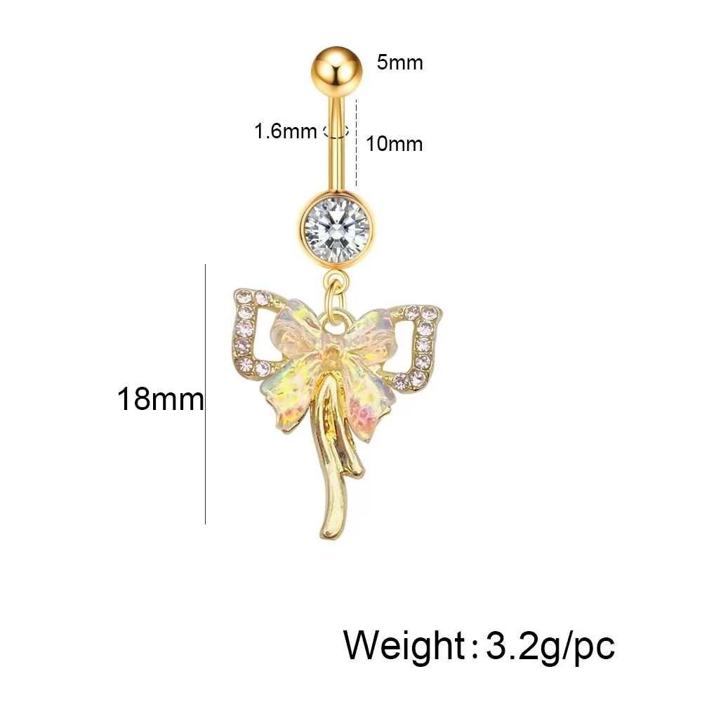 New Stainless Steel Belly Button Ring Butterfly Pearl Shell Colorful Starfish Belly Button Ring Body Piercing Jewelry