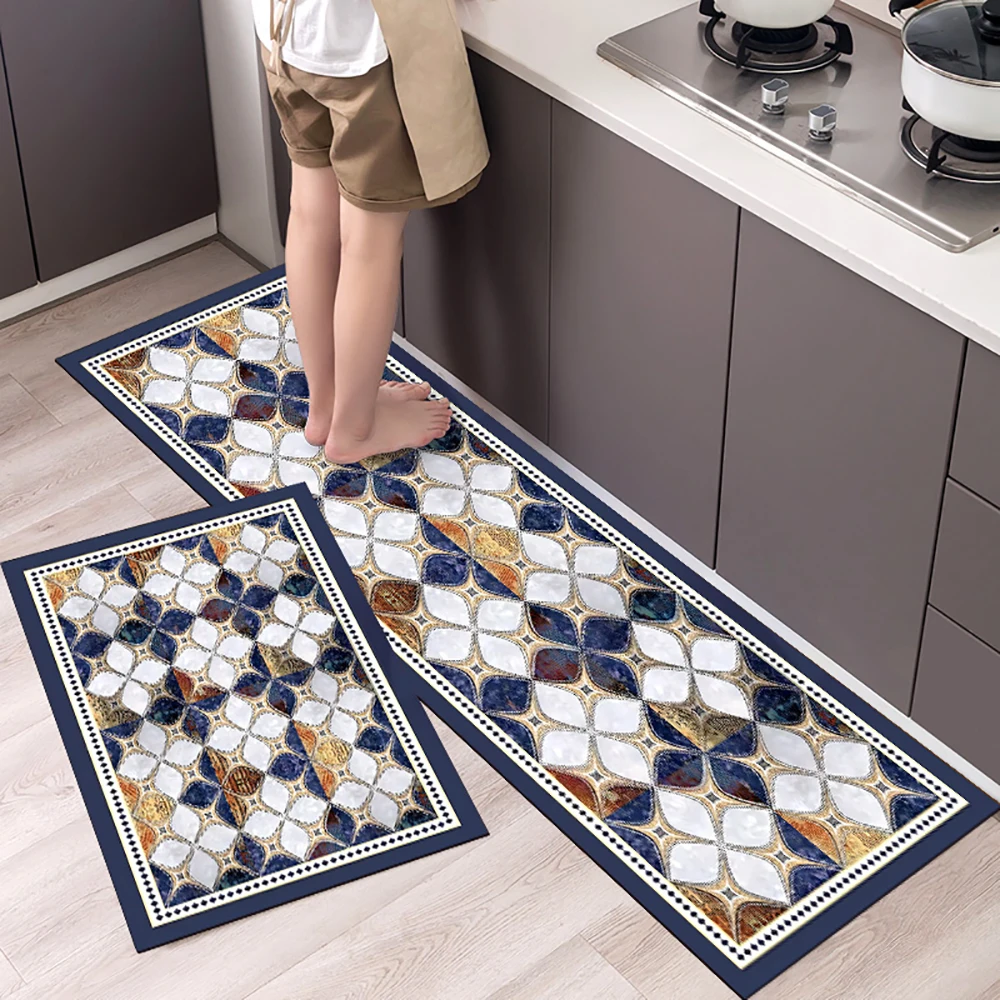 Rutschfeste Küchenmatte aus Kristallsamt, super saugfähige Fußmatten für die Küche, lange Teppiche, Badezimmer-Eingangstürmatte, Schlafzimmer, lange Teppiche – Detail 23