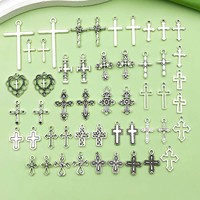 50/52pcs Vintage Cross Charms Alloy Metal Pendants for DIY Bracelets Necklaces Earrings Jewelry Making Accessories