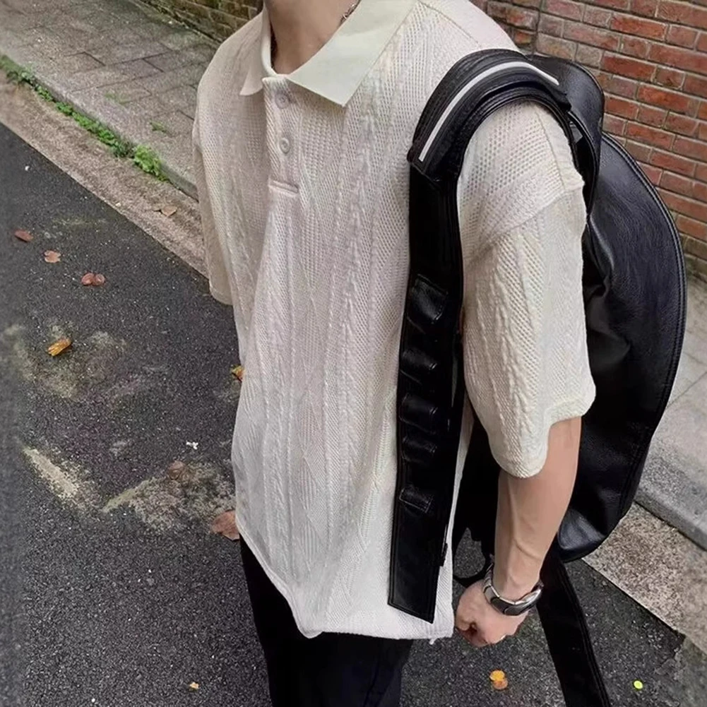 

Casual Summer Wear Loose Fit Knit Top Casual Knitted Lapel T-shirt Casual Lapel Casual Shirt Brand New Condition