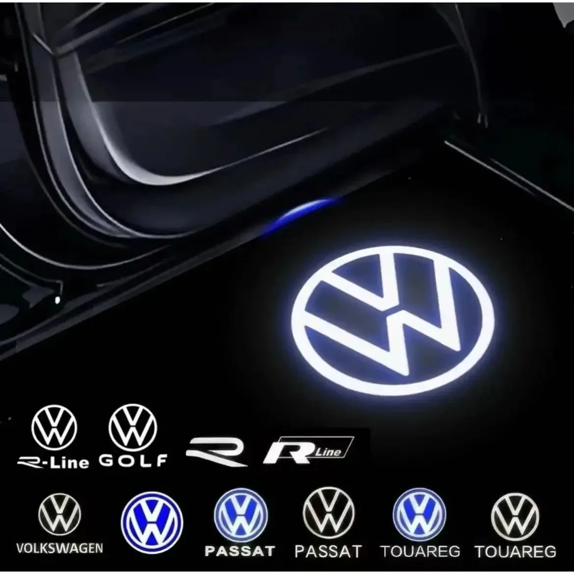2 Pezzi Luce di Benvenuto a LED per Auto, Proiettore Laser Wireless con Logo, Luce Notturna per Volkswagen VW Beetle Golf Bora Lavida Touran Caddy