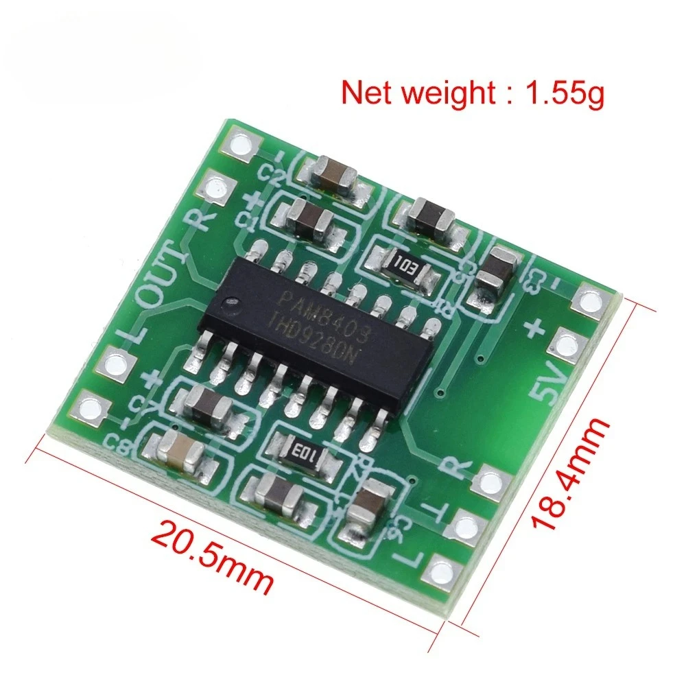 1/5/10PCS PAM8403 Super mini digital amplifier board 2*3W Class D digital amplifier board efficient 2.5 to 5V