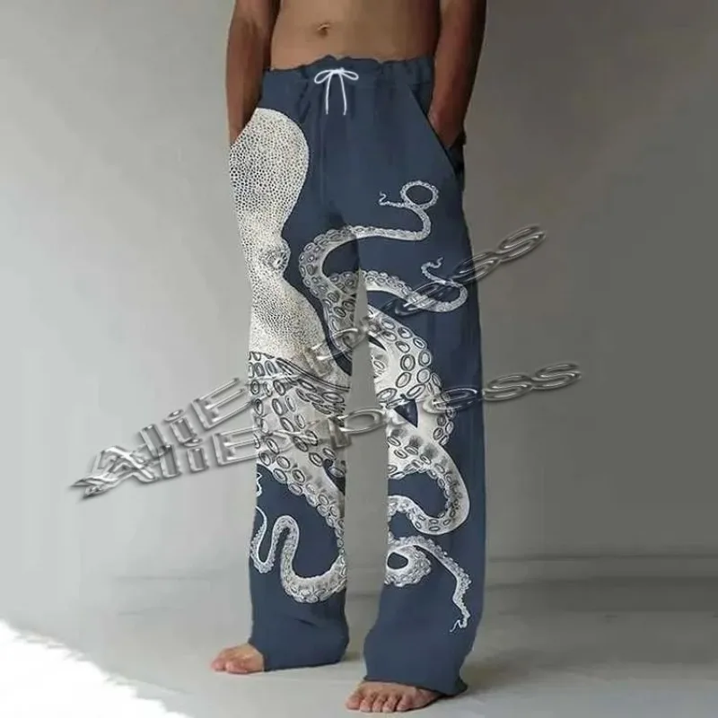 

Stylish And Comfortable Everyday Beach Pants Octopus Pattern 3D Printed Casual Plus Size Mens Casual Pants Summer MOTO
