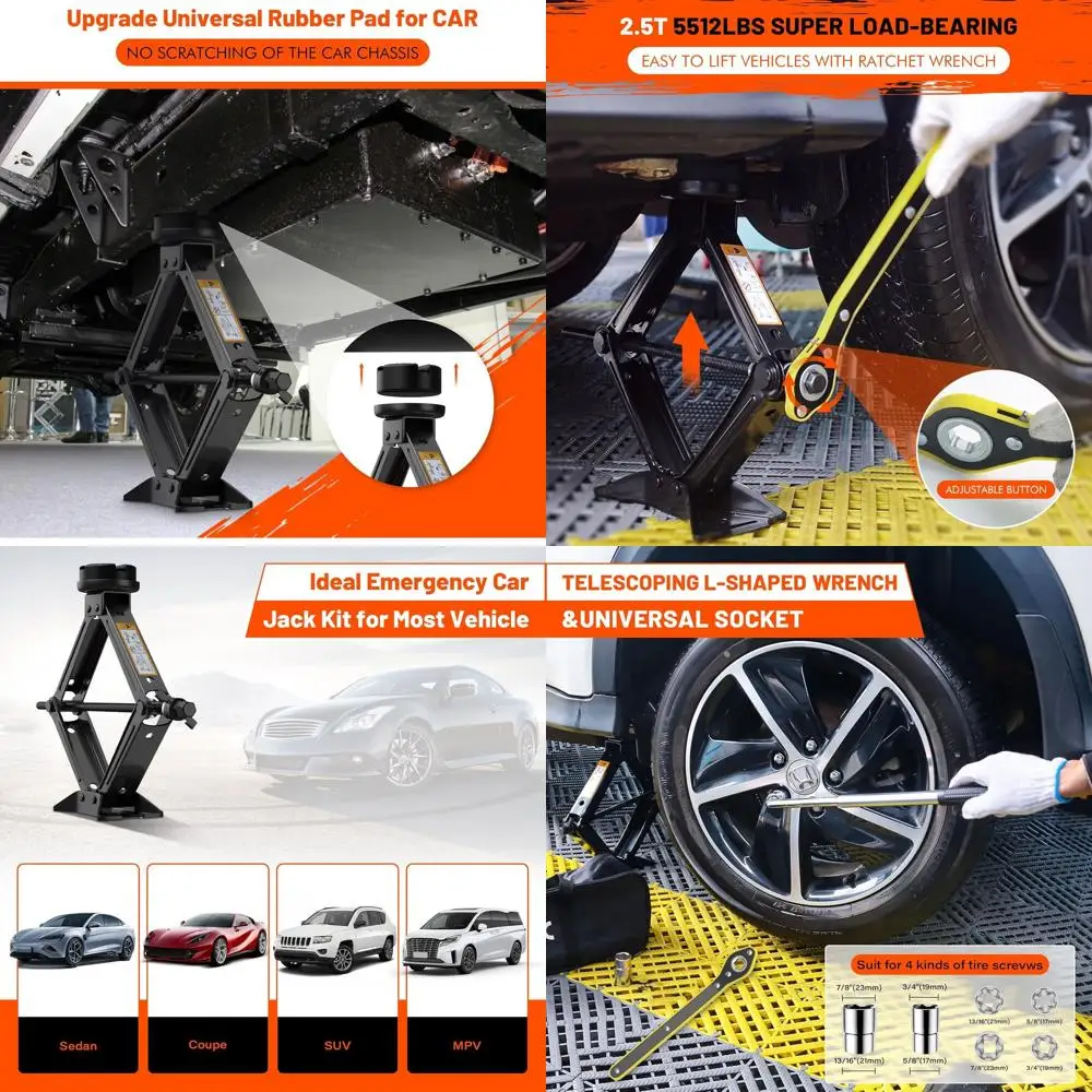 

Car Jack Kit 2.5 Ton, Universal Scissor Car Jack, Portable Tire Changing Kit for Car SUV MPV