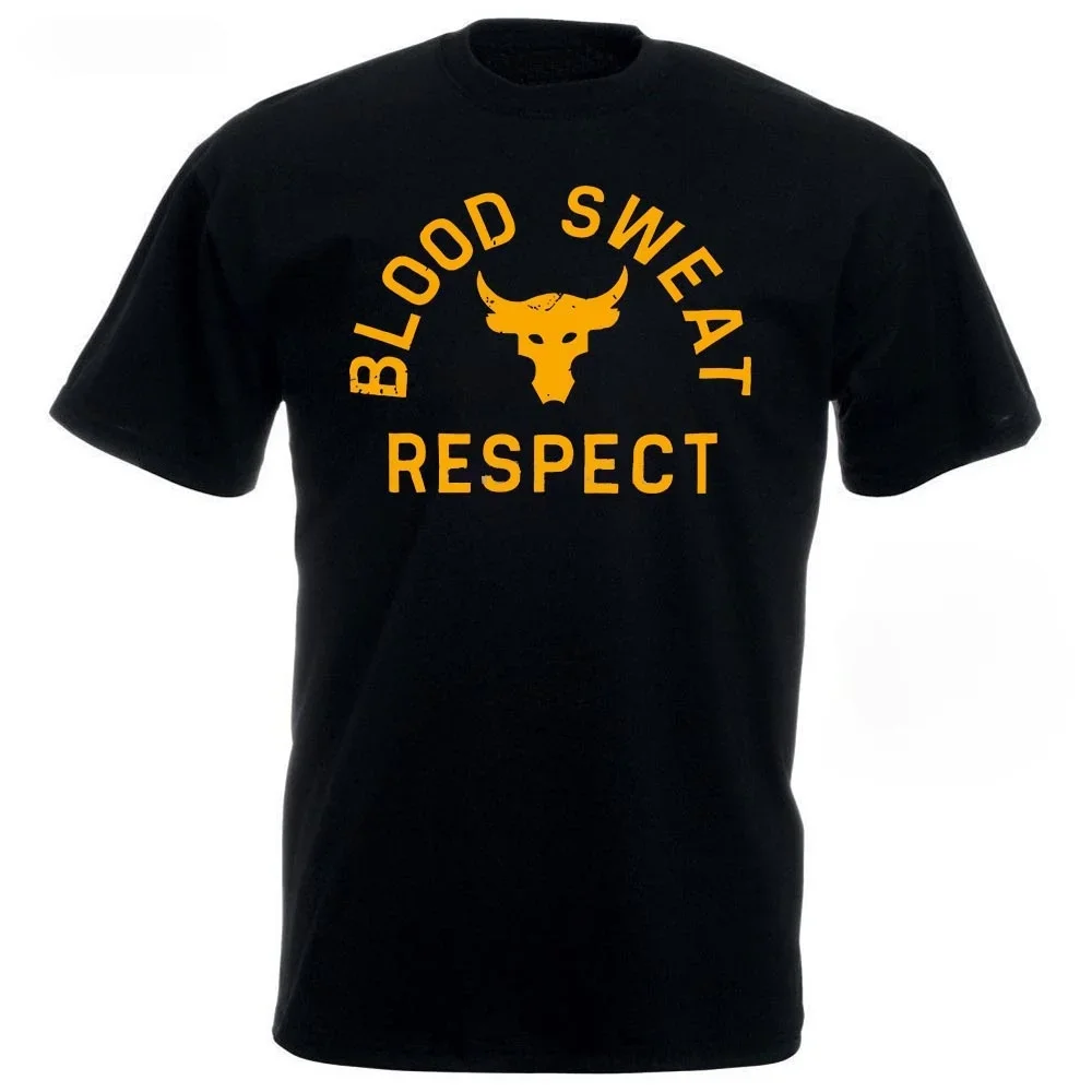 

Men'S Project Rock Blood Sweat Respect Graphic T-Shirt Men's Summer Fashion Short Sleeved O-neck Camisetas Slim Fit TShirts