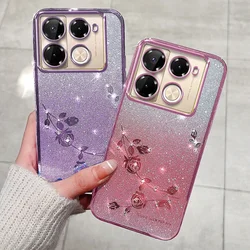 For Infinix Note 40 30 Pro 4G 5G Diamond Glitter Plating Case Soft TPU Back Camera Protector Ultra Thin Gradient Cover Shell