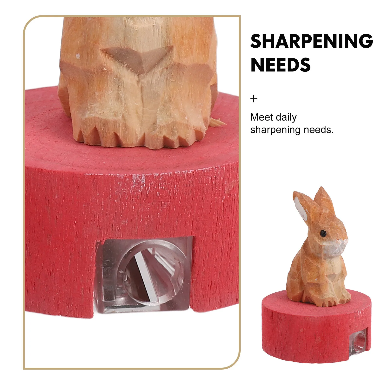 2 Stücke Kleine Kaninchen Bleistiftspitzer Holz Manuelle Spitzer für Kinder Studenten Tragbare Schule Zeichnung Liefert Nette Stationäre