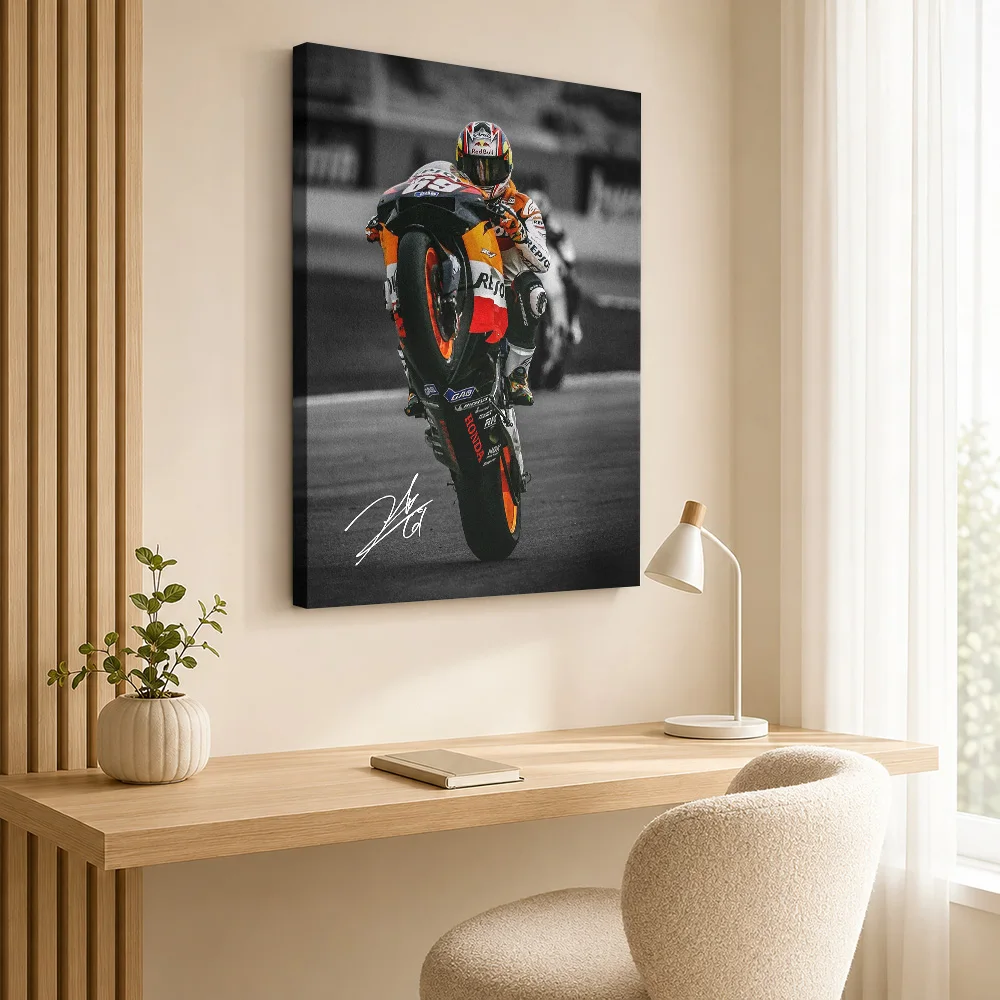Nicky Hayden MotoGP Framed Canvas Poster Custom Modern Aesthetic Canvas Wall Art for Bedroom Decor Ready to Hang Gift for Fans