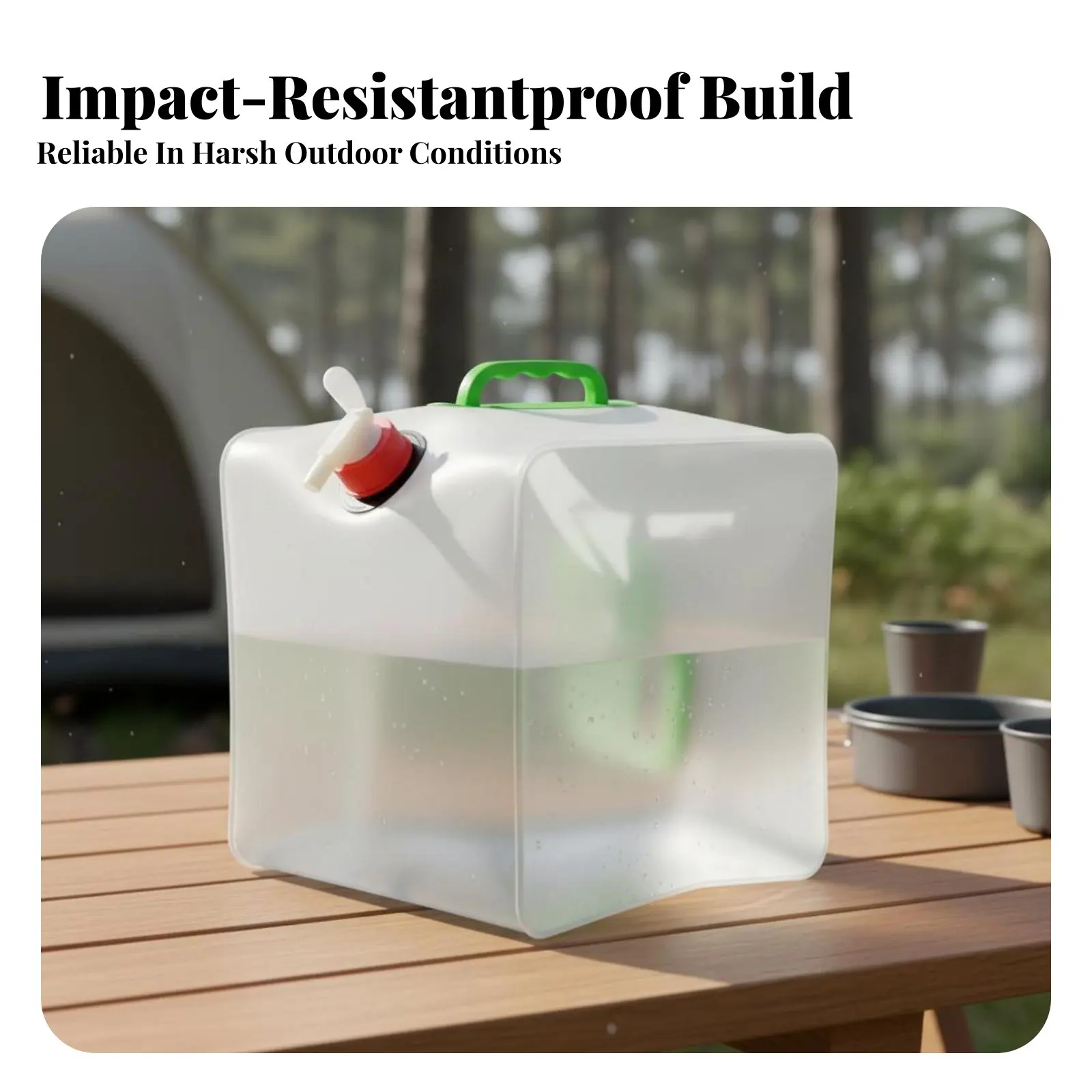 

Складная емкость для воды, многоразовая, со встроенным краном, из прочного пищевого материала, для кемпинга и путешествий на автомобиле