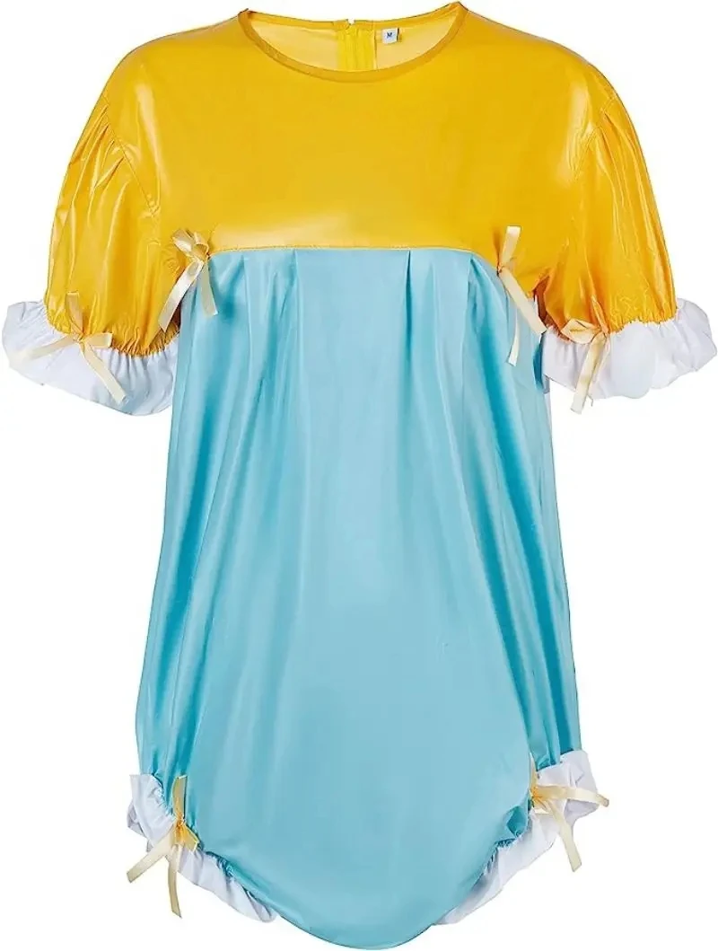 

Candy Color Paired with Satin Bow Sissy Short Sleeved Jumpsuit for Adult Giant Baby Sexy Girl Role-playing Girl Customization