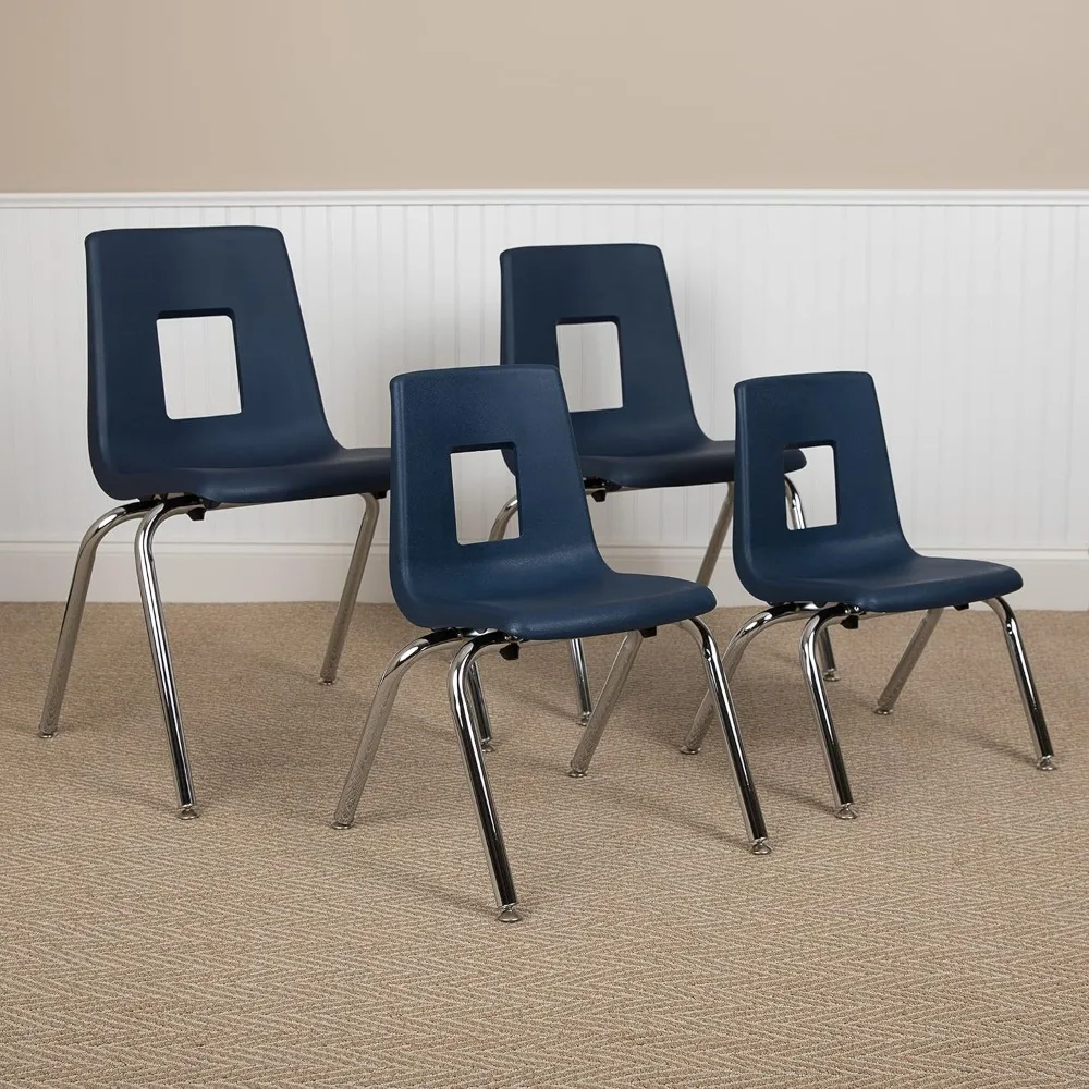 4-pack Navy Student Stack School Chair - 16 pollici, sedie scolastiche