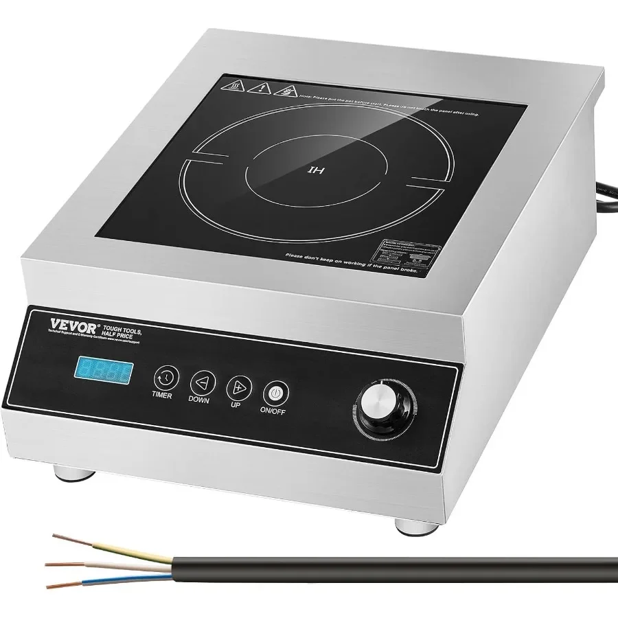 Portable Commercial Cooktop 5000W Induction Burner with 16 Temperature Settings for Efficient Kitchen Use Stainless Steel Count