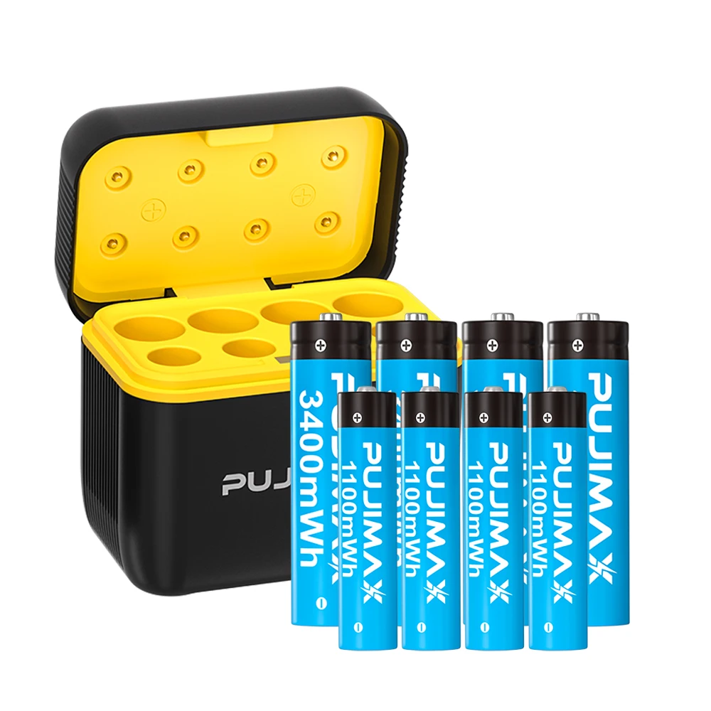 PUJIMAX Rechargeable 1.5V 1100mWh 3400mWh Lithium Battery With Fast Charging Box High Capacity Lithium Battery Constant Output
