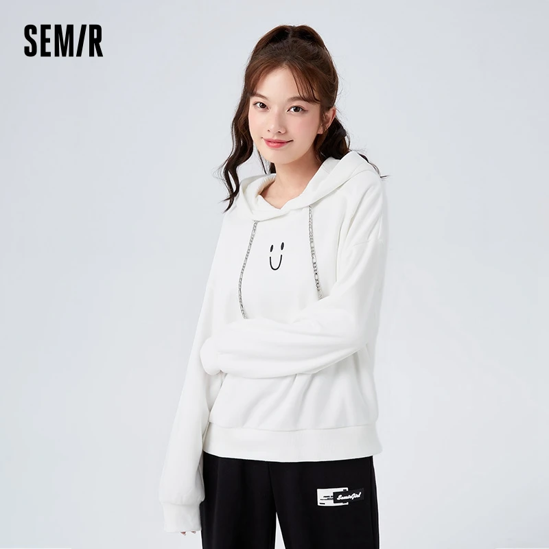 Semir Sweatshirt Women Polar Fleece Loose Versatile Fashionable Winter Printed Cool Hooded Pullover