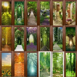 3d landscape door sticker wallpaper Pvc waterproof art mural living room bedroom decoration poster