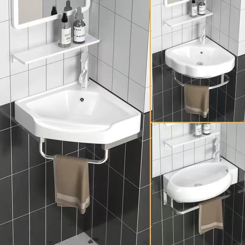 

Mini triangular wash basin toilet wall hanging corner wash basin balcony washbasin small apartment ceramic simple washbasin