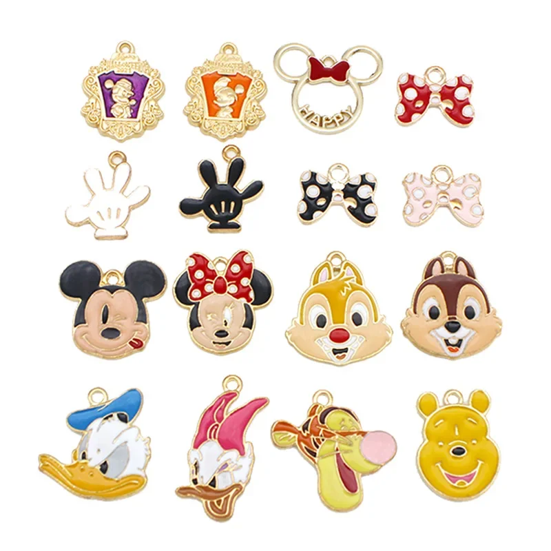 

Disney Q Version Mickey Minnie Alloy Drop Oil DIY Accessories Cartoon Cute Mouse Family Pendant Jewelry Making Components