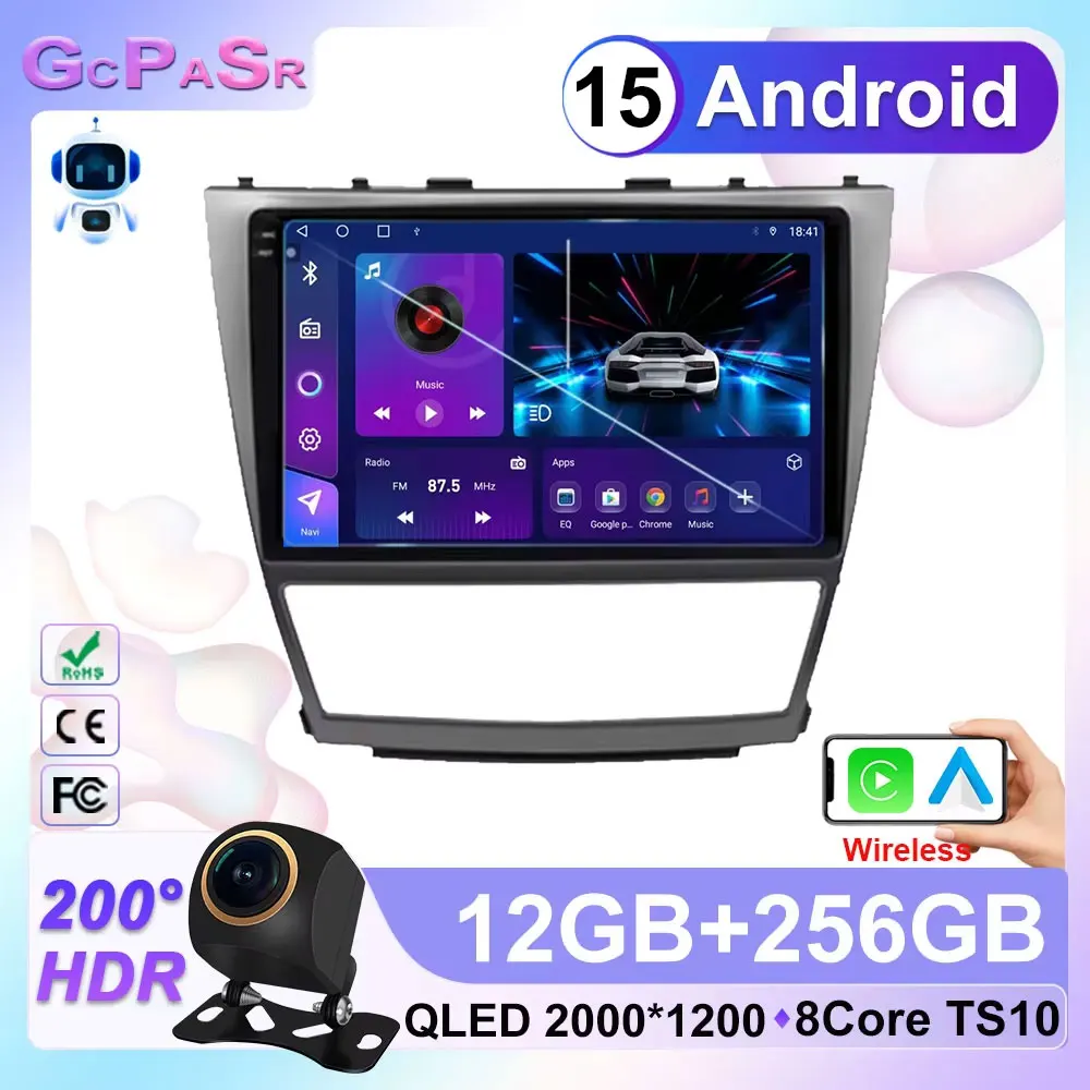 

For Toyota Camry 40 2007-2011 Car Radio Android 15 Autoradio Multimedia Blu-ray IPS Screen Navigation 2 Din GPS Carplay 8 CORE
