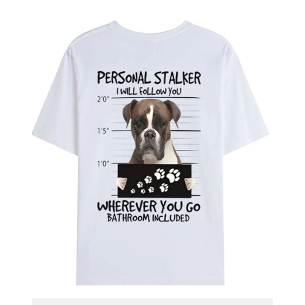 AANGEPASTE uw persoonlijke huisdier Boxer hond Print T-shirt Jongen Wit grappige hondenliefhebbers Casual T-shirt met korte mouwen Unisex streetwear tee