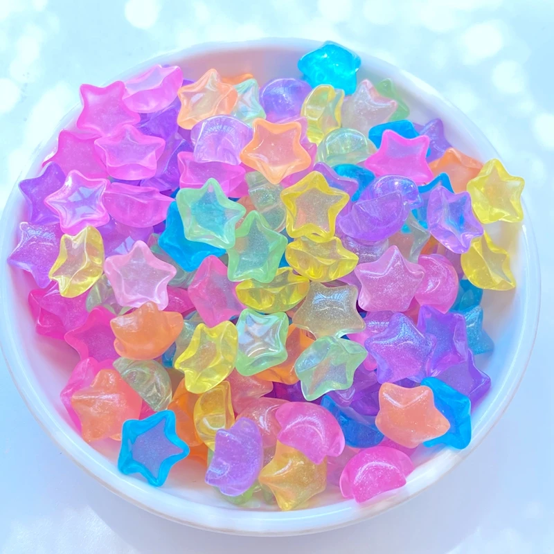 30pcs 3D Resin Nail Charms Shining Stars Nail Parts Accessories Kawaii DIY Nail Art Decoration