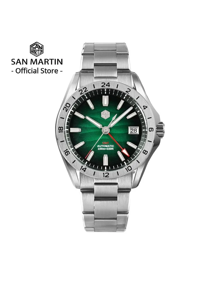 時計 SAN MARTIN automatic watch San Martin 39mm Purple Desert Texture GMT Watch NH34 Automatic