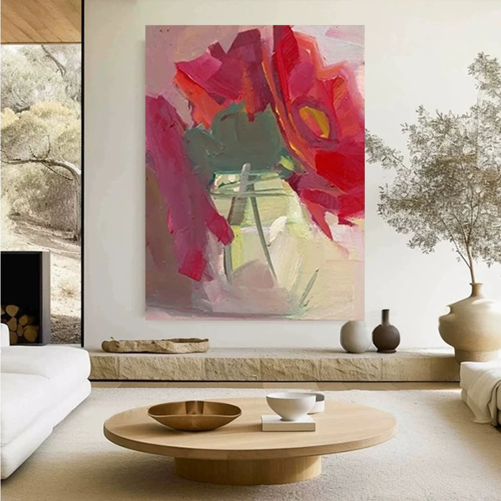 100% Hand Painted Flower oil painting Wall Decor Canvas Art 3d Textured Knife Beautiful Flower Painting for home Acrylic Artwork
