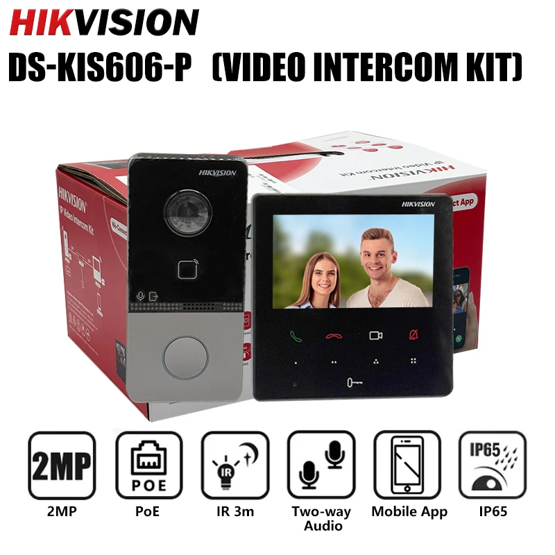 Kit de sonnette vidéo IP Hikvision 4,3 pouces 2MP avec audio bidirectionnel, PoE, protection contre 