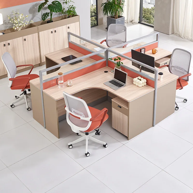 Office Desk,Modern Wooden L-shaped Panel Office Desk Large Tabletop Workstation Double-person/Four-person Computer Setup For Hom