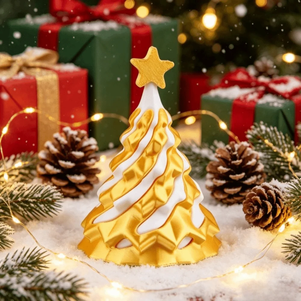 Desk Decor 3D Printed Christmas Tree Toy Dual Color Swirl Cone Fidget Toy Pyramid Shape Spiral Spiral Cone Toy Home Decoration