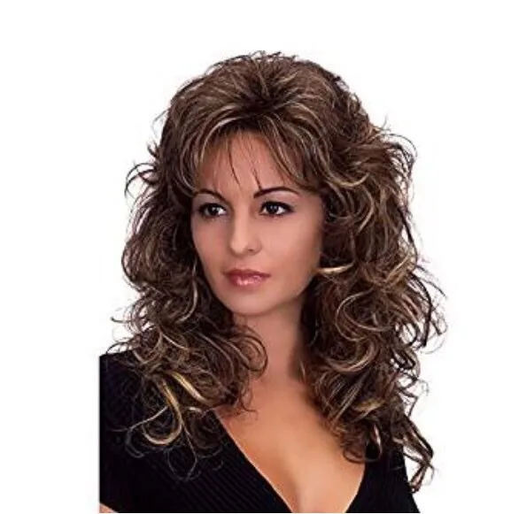 

New Women Wavy Curly Wig Ladies Long Hair Fluffy Brown Blonde Wigs