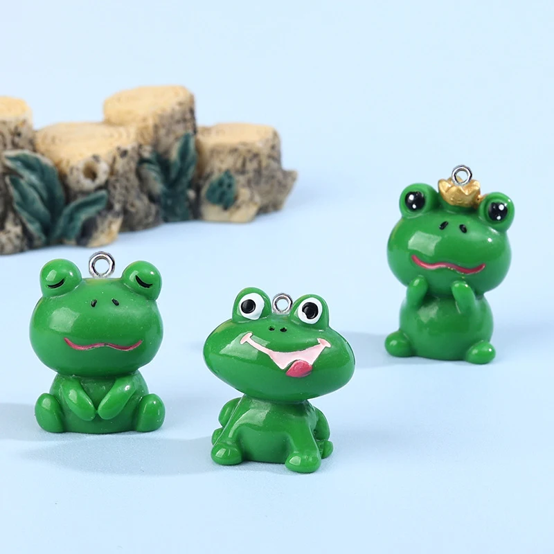 30Pcs 3D Cartoon Kawaii Frog Charms Animal Frog Resin Pendant Earrings Keychains Accessories for DIY Crafts Jewelry Make