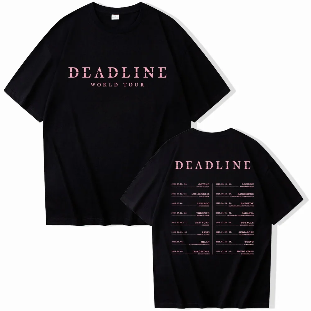 2025 BP Deadline Black World Tour T-shirt 2 Sided O-Neck Short Sleeve Shirts Fans Gift