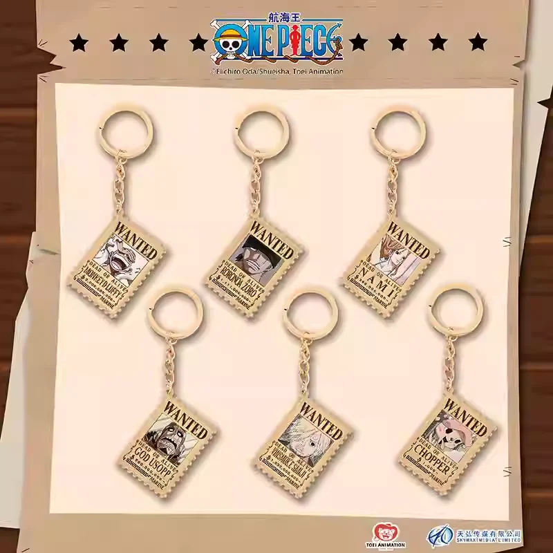 1pc Officially Licensed ONE PIECE Alloy Wanted Poster Keychain Blind Box – Includes Secret Version, Anime Collectible and Decor.