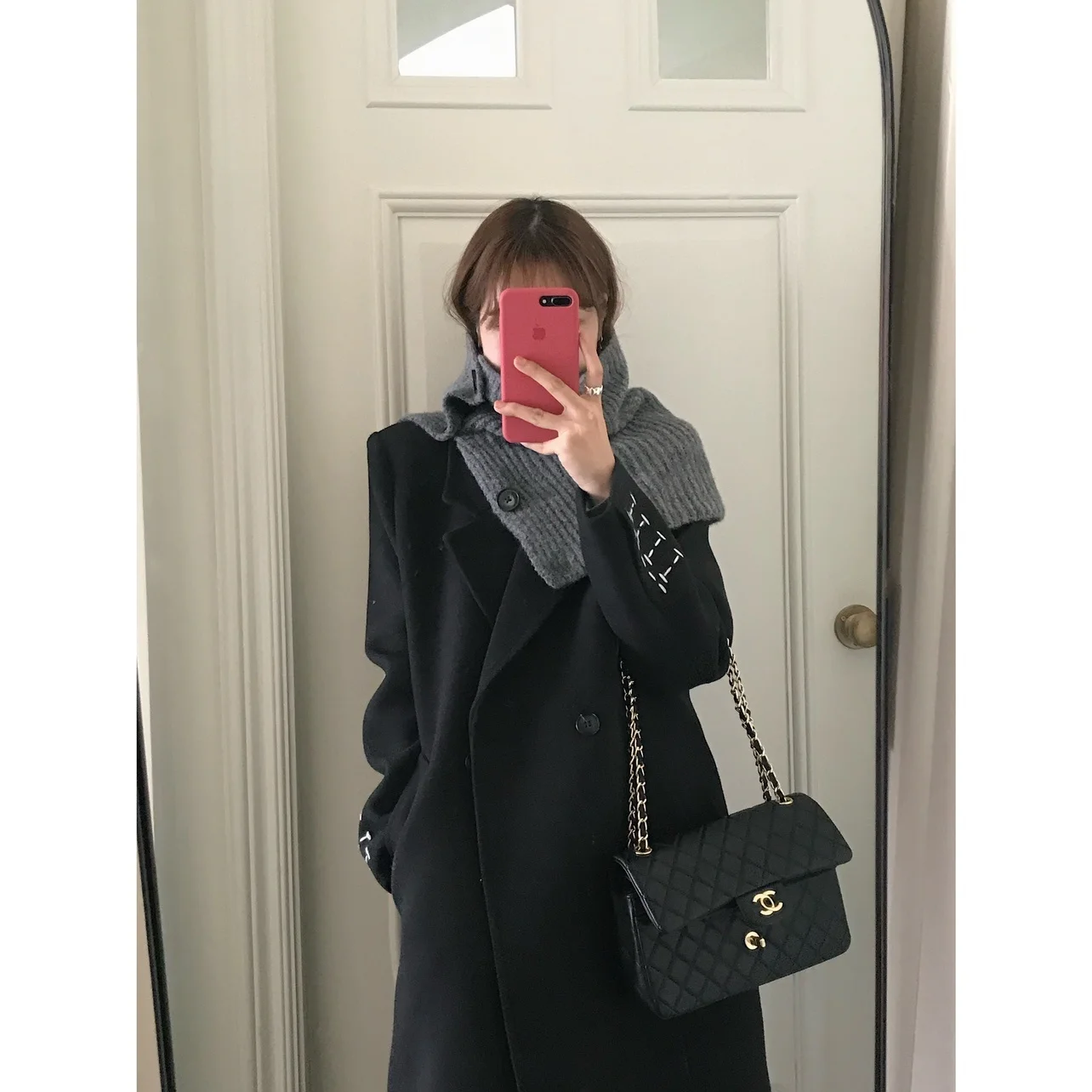 

Теплый вязаный шарф для женщин с пуговицами, два цвета, осенне-зимний, модный, с бантом, комбо-набор